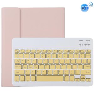 TG11B Detachable Bluetooth Yellow Keyboard + Microfiber Leather Tablet Case for iPad Pro 11 inch (2020), with Pen Slot & Holder (Pink) (OEM)