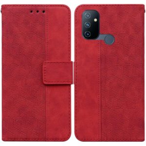 For OnePlus Nord N100 Geometric Embossed Leather Phone Case(Red) (OEM)