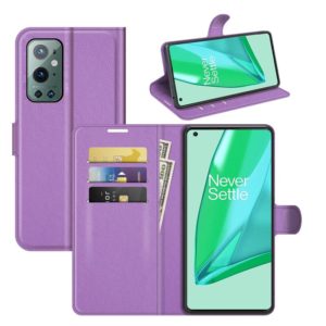 For OnePlus 9 Pro Litchi Texture Horizontal Flip Protective Case with Holder & Card Slots & Wallet(Purple) (OEM)