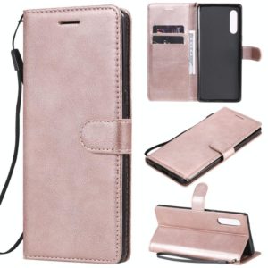 For LG G9 Solid Color Horizontal Flip Protective Leather Case with Holder & Card Slots & Wallet & Photo Frame & Lanyard(Rose Gold) (OEM)