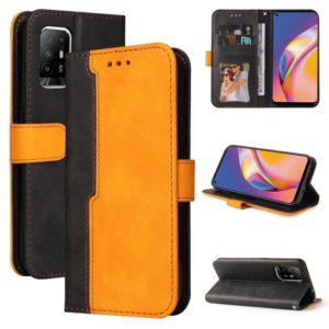 For OPPO A94 5G/F19 Pro+ 5G/Reno5 Z/A95 5G Business Stitching-Color Horizontal Flip PU Leather Case with Holder & Card Slots & Photo Frame & Lanyard(Orange) (OEM)