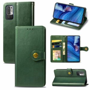 For Xiaomi Redmi Note 10 5G Solid Color Leather Buckle Phone Case with Lanyard & Photo Frame & Card Slot & Wallet & Stand Function(Green) (OEM)