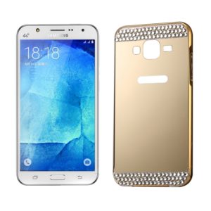 Diamond Encrusted Push-pull Style Metal Plating Bumper Frame + Acrylic Back Cover Combination Case for Galaxy J7(Gold) (OEM)