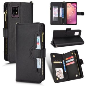 For Sharp Aquos Zero6 / Aquos Air Litchi Texture Zipper Leather Phone Case(Black) (OEM)