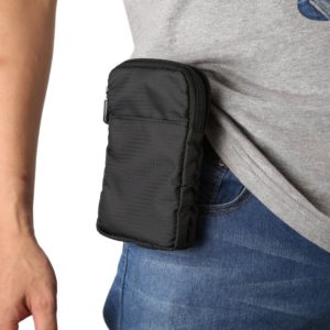 Multi-function Casual Sport Mobile Phone Double Zipper Waist Pack Diagonal Bag for 6.9 Inch or Below Smartphones (Black) (OEM)