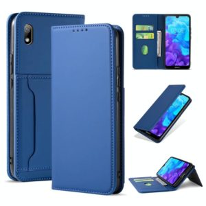 For Huawei Honor 8S / Y5 (2019) Strong Magnetism Liquid Feel Horizontal Flip Leather Case with Holder & Card Slots & Wallet(Blue) (OEM)