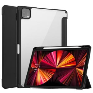 For iPad Pro 11 2022 / 2021 / 2020 / 2018 Three-folding Acrylic TPU + PU Leather Horizontal Flip Tablet Case with Holder & Pen Slot & Sleep / Wake-up Function(Black) (OEM)