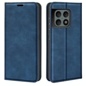 For OnePlus 10 Pro 5G Retro-skin Magnetic Suction Phone Leather Case with Holder & Card Slots & Wallet(Dark Blue) (OEM)