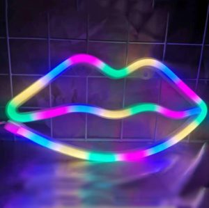Neon LED Modeling Lamp Decoration Night Light, Power Supply: Battery or USB(Colorful Lip Print) (OEM)
