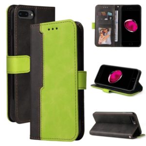 Business Stitching-Color Horizontal Flip PU Leather Case with Holder & Card Slots & Photo Frame For iPhone 8 Plus / 7 Plus(Green) (OEM)