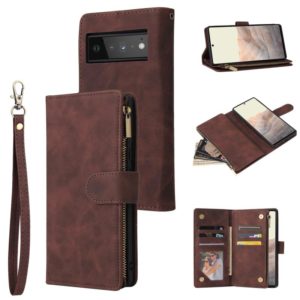 For Google Pixel 6 Pro Multifunctional Phone Leather Case with Card Slot & Holder & Zipper Wallet & Photo Frame(Coffee) (OEM)