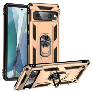 For Google Pixel 7 Pro Shockproof TPU + PC Protective Case with 360 Degree Rotating Holder(Gold) (OEM)