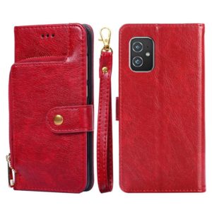 For Asus ZenFone 8 ZS590KS Zipper Bag PU + TPU Horizontal Flip Leather Phone Case(Red) (OEM)