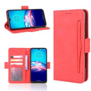 For Motorola Moto E6i Skin Feel Calf Pattern Horizontal Flip Leather Case with Holder & Card Slots & Photo Frame(Red) (OEM)