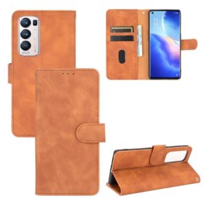 For OPPO Find X3 Neo Solid Color Skin Feel Magnetic Buckle Horizontal Flip Calf Texture PU Leather Case with Holder & Card Slots & Wallet(Brown) (OEM)