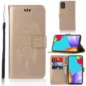 For Samsung Galaxy A72 5G / 4G Wind Chime Owl Embossing Pattern Horizontal Flip Leather Case with Holder & Card Slots & Wallet(Gold) (OEM)