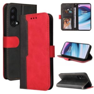 For OnePlus Nord CE 5G Business Stitching-Color Horizontal Flip PU Leather Case with Holder & Card Slots & Photo Frame(Red) (OEM)