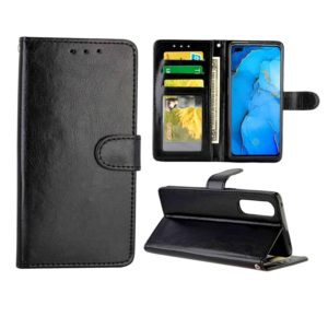 For OPPO Reno3 Pro Crazy Horse Texture Leather Horizontal Flip Protective Case with Holder & Card Slots & Wallet & Photo Frame(black) (OEM)
