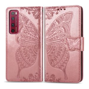 For Huawei Nova 7 Pro Butterfly Love Flower Embossed Horizontal Flip Leather Case with Bracket / Card Slot / Wallet / Lanyard(Rose Gold) (OEM)