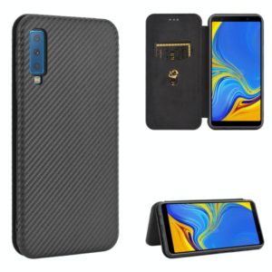 For Samsung Galaxy A7(2018) / A750 Carbon Fiber Texture Horizontal Flip TPU + PC + PU Leather Case with Rope & Card Slot(Black) (OEM)