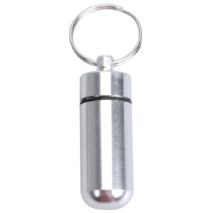 10pcs Portable Sealed Waterproof Aluminum Alloy First Aid Pill Bottle with Keychain(Silver) (OEM)