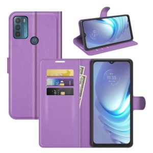 For Motorola Moto G50 Litchi Texture Horizontal Flip Protective Case with Holder & Card Slots & Wallet(Purple) (OEM)