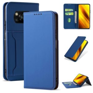 For Xiaomi Poco X3 Strong Magnetism Liquid Feel Horizontal Flip Leather Case with Holder & Card Slots & Wallet(Blue) (OEM)