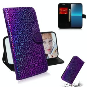 For Sony Xperia L4 Solid Color Colorful Magnetic Buckle Horizontal Flip PU Leather Case with Holder & Card Slots & Wallet & Lanyard(Purple) (OEM)