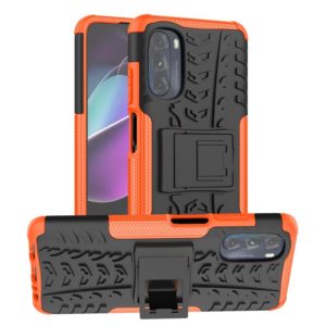 For Motorola Moto G 5G 2022 Tire Texture TPU + PC Phone Case with Holder(Orange) (OEM)