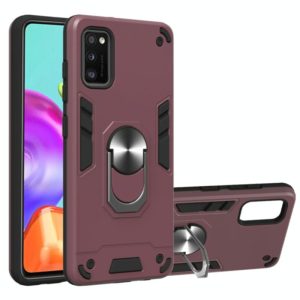 For Samsung Galaxy A41 2 in 1 Armour Series PC + TPU Protective Case with Ring Holder(Wine Red) (OEM)