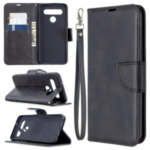 For LG K61 Retro Lambskin Texture Pure Color Horizontal Flip PU Leather Case with Holder & Card Slots & Wallet & Lanyard(Black) (OEM)