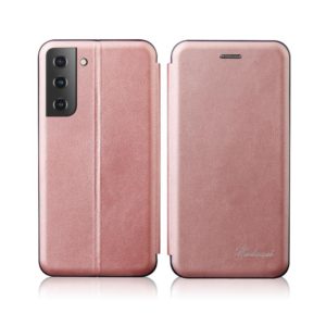 For Samsung Galaxy S21+ 5G Retro Texture Magnetic Leather Case with Card Slot & Holder(Rose Gold) (OEM)