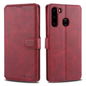 For Samsung Galaxy A21 AZNS Calf Texture Horizontal Flip Leather Case, with Holder & Card Slots & Wallet & Photo Frame(Red) (AZNS) (OEM)