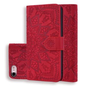 Calf Pattern Double Folding Design Embossed Leather Case with Wallet & Holder & Card Slots For iPhone SE 2020 & 8 & 7(Red) (OEM)
