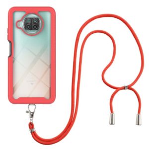 For Xiaomi Mi 10T Lite Starry Sky Solid Color Series Shockproof PC + TPU Protective Case with Neck Strap(Red) (OEM)