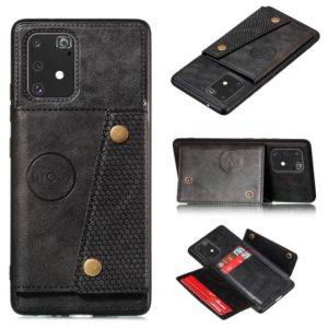 For Galaxy A91 / M80s PU + TPU Shockproof Magnetic Protective Case with Card Slots(Black) (OEM)