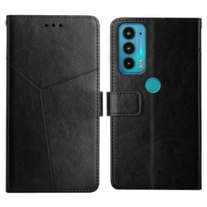 For Motorola Edge 20 Y Stitching Horizontal Flip Leather Phone Case with Holder & Card Slots & Wallet & Photo Frame(Black) (OEM)