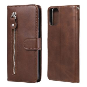 For Motorola Moto G9 Plus Fashion Calf Texture Zipper Horizontal Flip Leather Case with Holder & Card Slots & Wallet(Brown) (OEM)