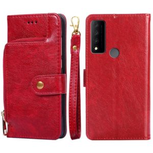 For TCL 30V 5G Zipper Bag Leather Phone Case(Red) (OEM)