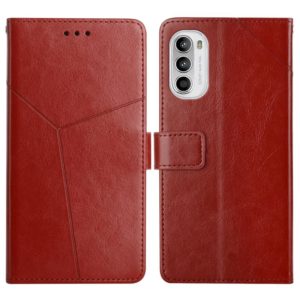For Motorola Moto G52 Y Stitching Horizontal Flip Leather Phone Case(Brown) (OEM)