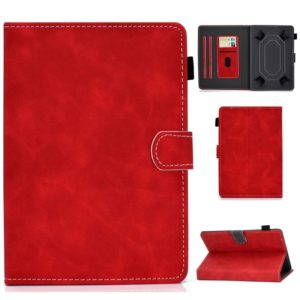 For 7 inch Tablet PC Universal Cowhide Texture Horizontal Flip Leather Case with Holder & Card Slots & Pen Slot(Red) (OEM)
