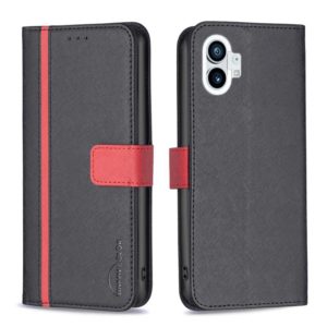 For Nothing Phone 1 BF13 Color Matching Cross Texture Leather Phone Case(Black) (OEM)