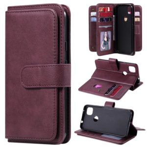 For Google Pixel 4a 4G Multifunctional Magnetic Copper Buckle Horizontal Flip Leather Case with Bracket & 10 Card Slots & Wallet & Photo Frame(Wine Red) (OEM)