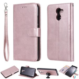 For Huawei Y7 Prime Solid Color Horizontal Flip Protective Case with Holder & Card Slots & Wallet & Photo Frame & Lanyard(Rose Gold) (OEM)