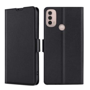 For Motorola Moto E40 Ultra-thin Voltage Side Buckle Leather Phone Case(Black) (OEM)