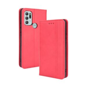 For Motorola Moto G60S Magnetic Buckle Retro Pattern Horizontal Flip Leather Case with Holder & Card Slot & Wallet(Red) (OEM)