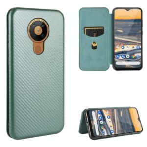 For Nokia 5.3 Carbon Fiber Texture Horizontal Flip TPU + PC + PU Leather Case with Card Slot(Green) (OEM)