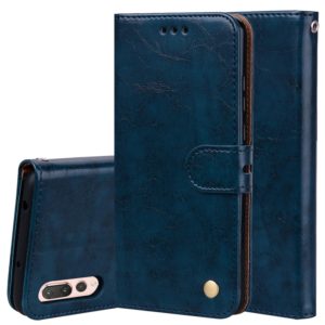 For Huawei P20 Pro Business Style Oil Wax Texture Horizontal Flip Leather Case with Holder & Card Slots & Wallet(Blue) (OEM)