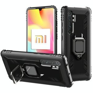 For Xiaomi Mi Note 10 Lite Carbon Fiber Protective Case with 360 Degree Rotating Ring Holder(Black) (OEM)