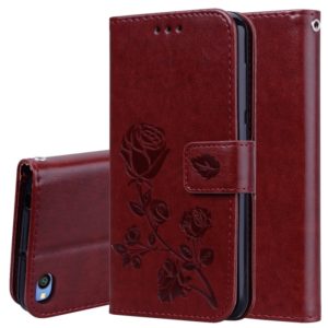 Rose Embossed Horizontal Flip PU Leather Case for Xiaomi Redmi Go, with Holder & Card Slots & Wallet(Brown) (OEM)